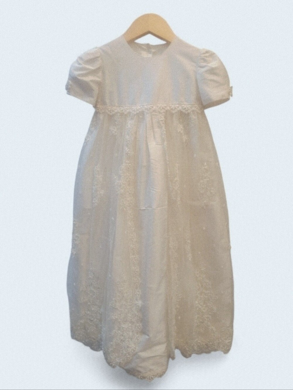 Boutique - Cassiani Ivory Dupinoi Silk Embroidered Baby Christening Gown